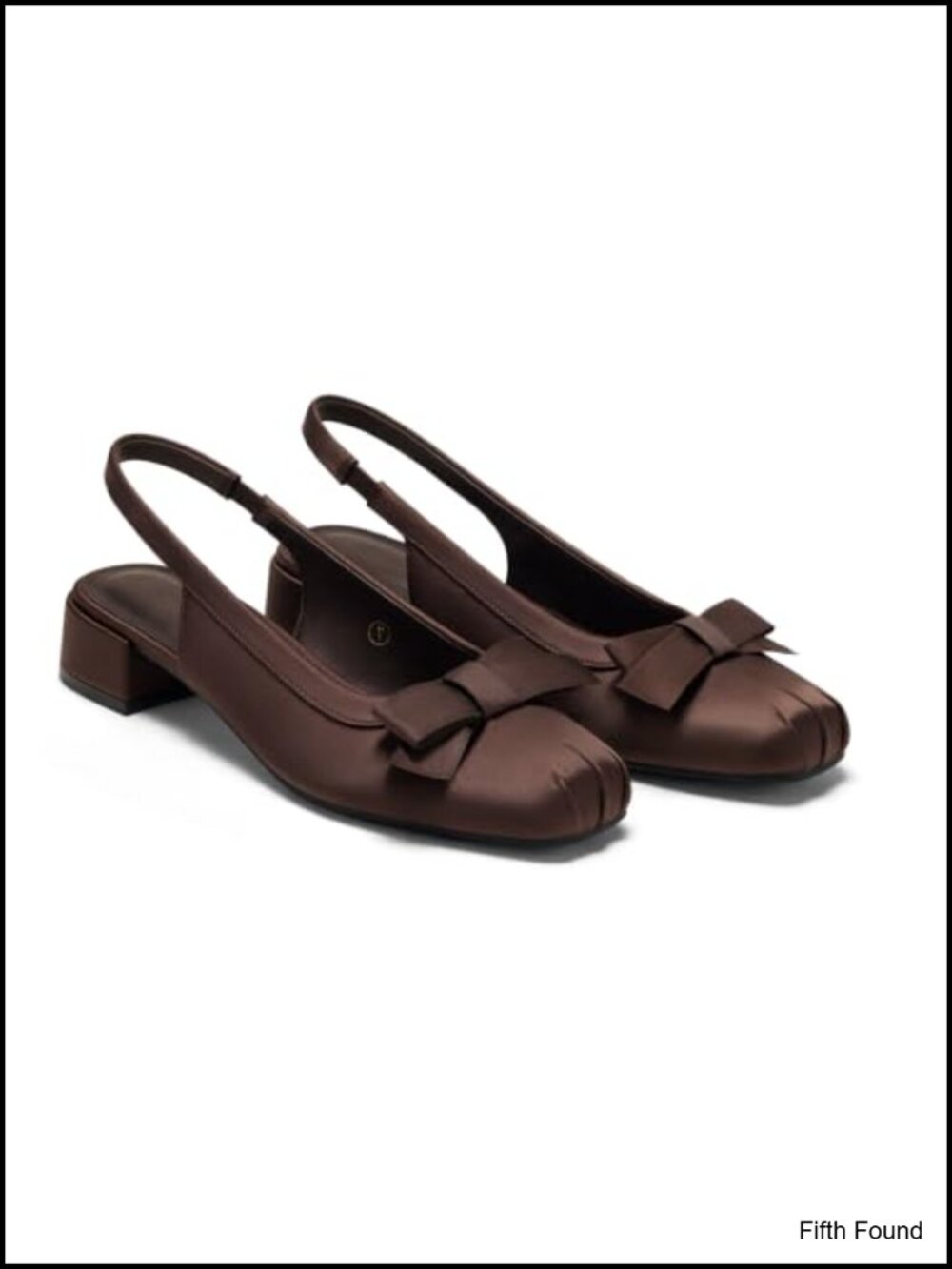Satin Slingback Chunky Low Heel Square Toe Bow Pump